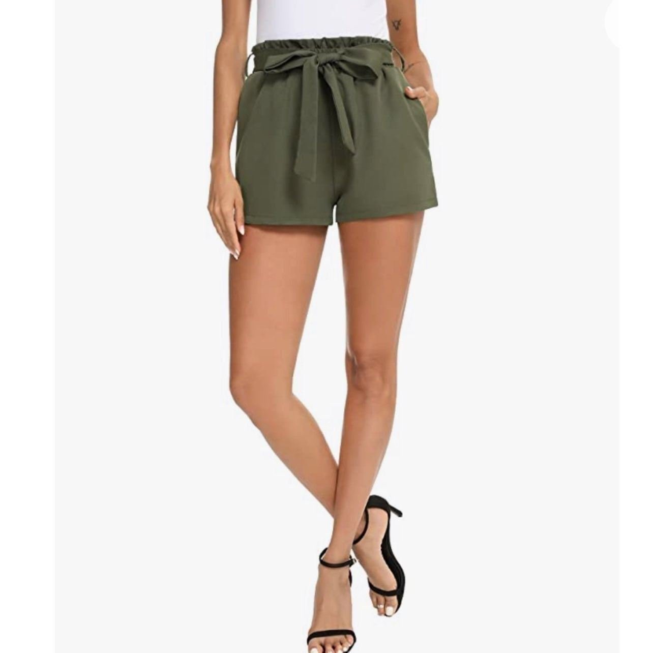 Small green casual paper bag shorts